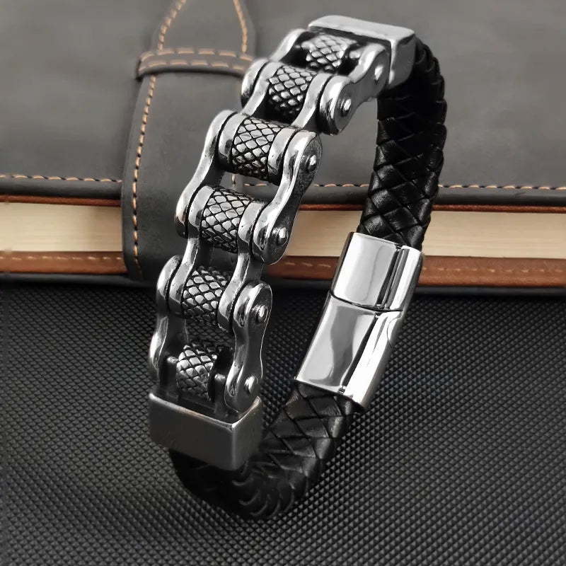 MotoChain™ Leather - Pulseira de corrente